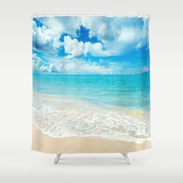 Beach - Ocean - Clouds - Water - Waves Shower Curtain