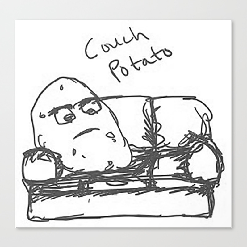couch potato cartoon black and white