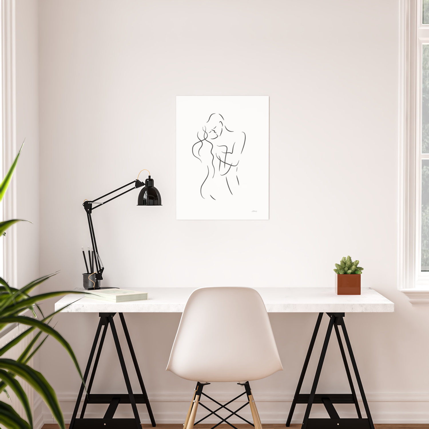 Kiss Drawing Romantic Art For Bedroom Decor Poster By Siretmr