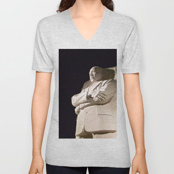 Night, Martin Luther King Civil Right African American Memorial color photograph / photography V Neck T Shirt