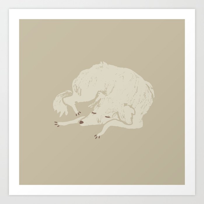 White Dog Sleeping Art Print