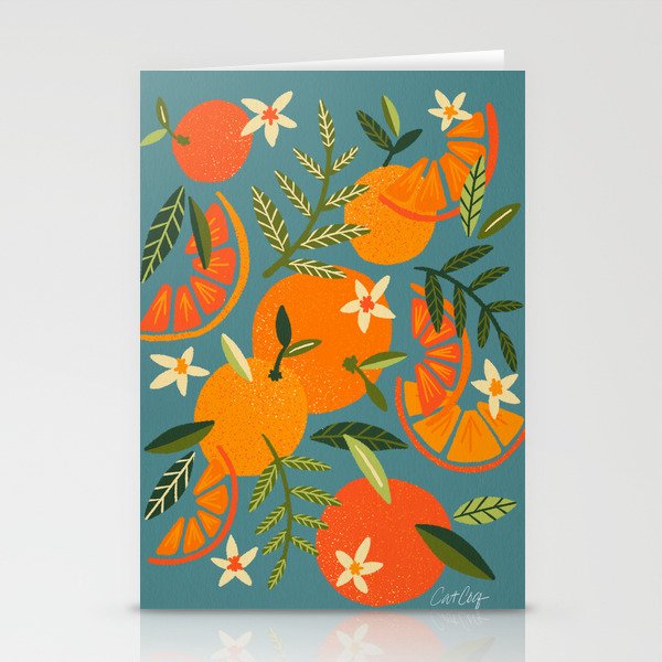 Orange Blooms – Blue Palette Stationery Cards