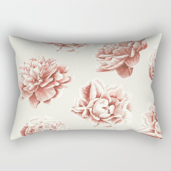 Rose Garden Vintage Rose Pink and Cream Rectangular Pillow