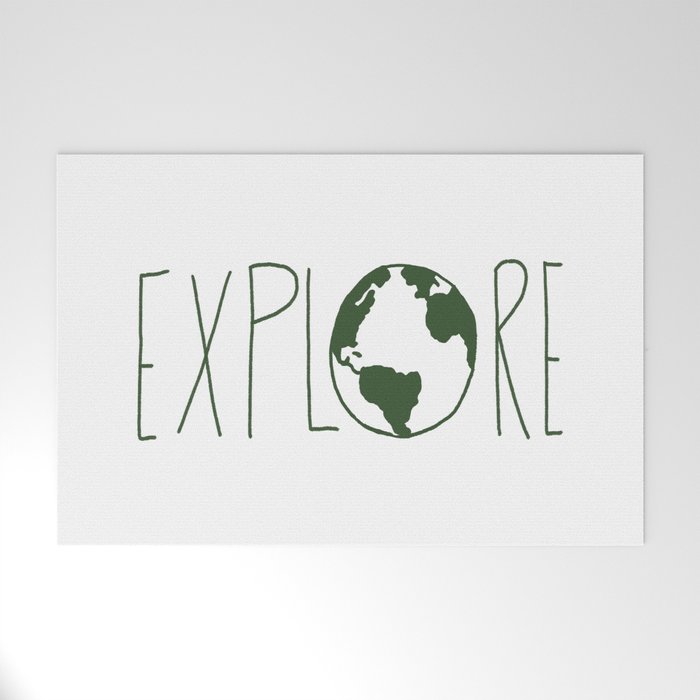 Explore the Globe - Dark Green Welcome Mat