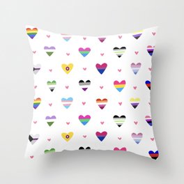 Pride Flag Hearts Pattern Throw Pillow