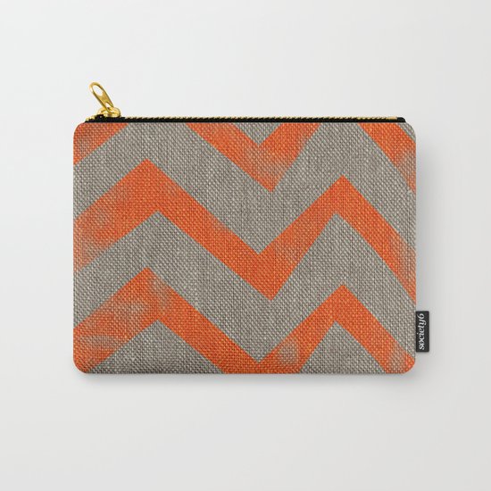 Orange chevron on linen Carry-All Pouch