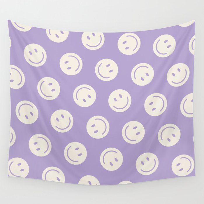 All Smiles Good Vibes Polka Dot Lilac and Cream Wall Tapestry