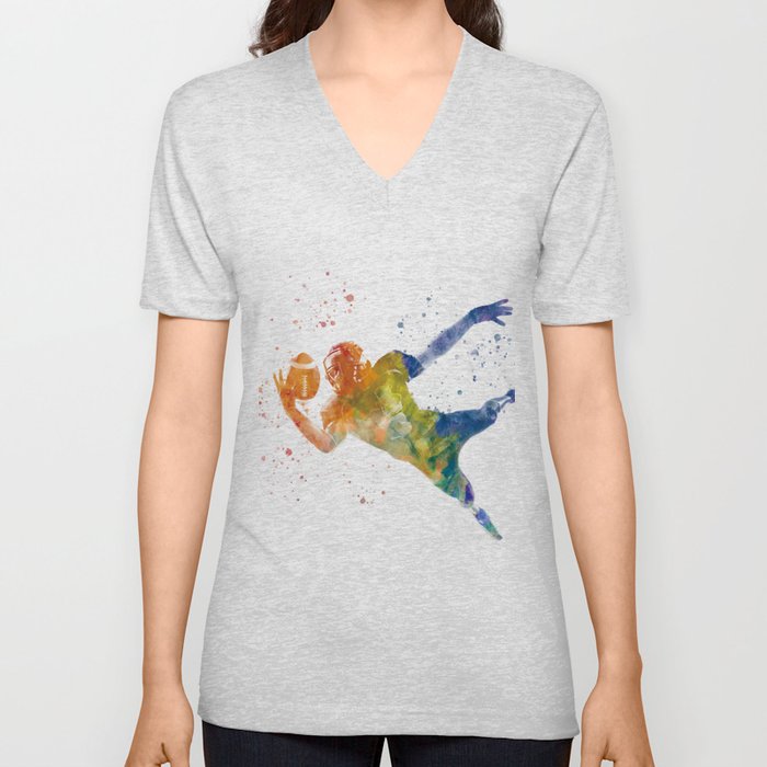 American football player in watercolor V Neck T Shirt