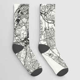 Birkenhead, England - Black and White City Map Socks