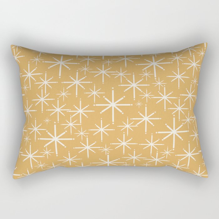 Twinkling Mid Century Modern Starburst Pattern in Muted Mustard Gold Rectangular Pillow