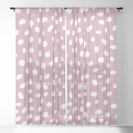 Mauve Brushstroke Dots Sheer Curtain