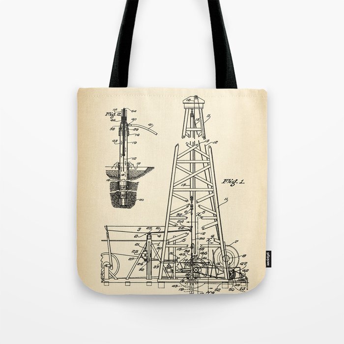 Oil Drilling Rig vintage patent Tote Bag