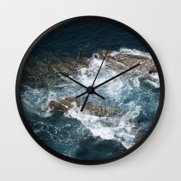 Ocean view - ocean rocks - rough - waves Wall Clock