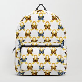 Gold Awareness Ribbons with Orange and Blue Butterflies Backpack