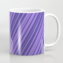 [ Thumbnail: Purple and Dark Slate Blue Colored Striped Pattern Coffee Mug ]