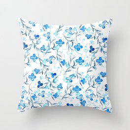 small blue flowers pattern Throw Pillow