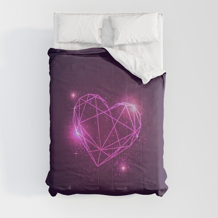 Shimmering Pink Geometric Heart Comforter