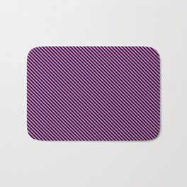 [ Thumbnail: Black & Orchid Colored Striped/Lined Pattern Bath Mat ]