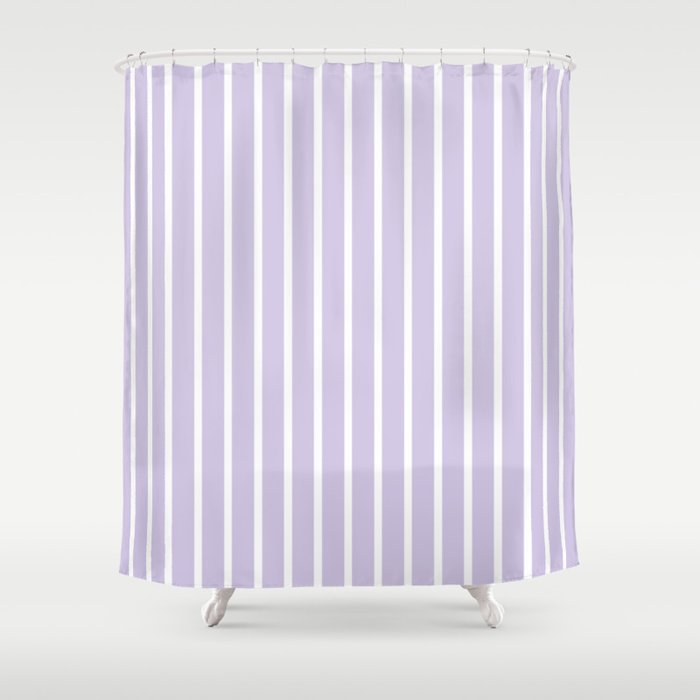 Lilac and White Vertical Stripes Pattern Shower Curtain