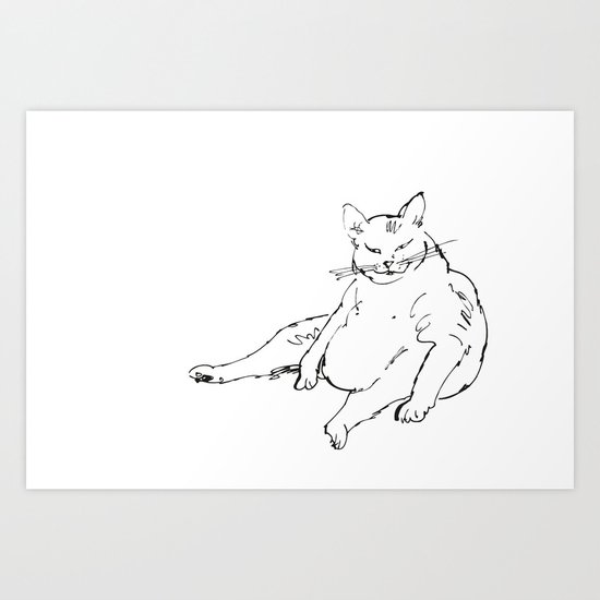 Fat Cat illustration Art Print