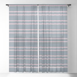 [ Thumbnail: Slate Gray, Pink, and Dark Grey Colored Lines Pattern Sheer Curtain ]