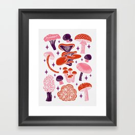 Texas Mushrooms – Red, Pink, and Purple Framed Art Print