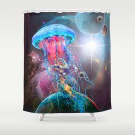 Electric Jellyfish World Monster Shower Curtain
