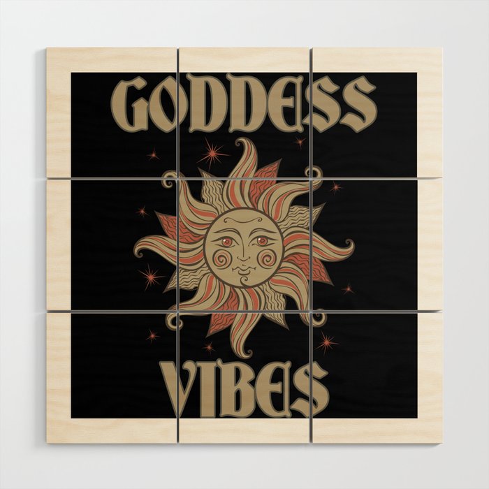 Godess Vibes Tarot style sun Retro Vintage Wood Wall Art