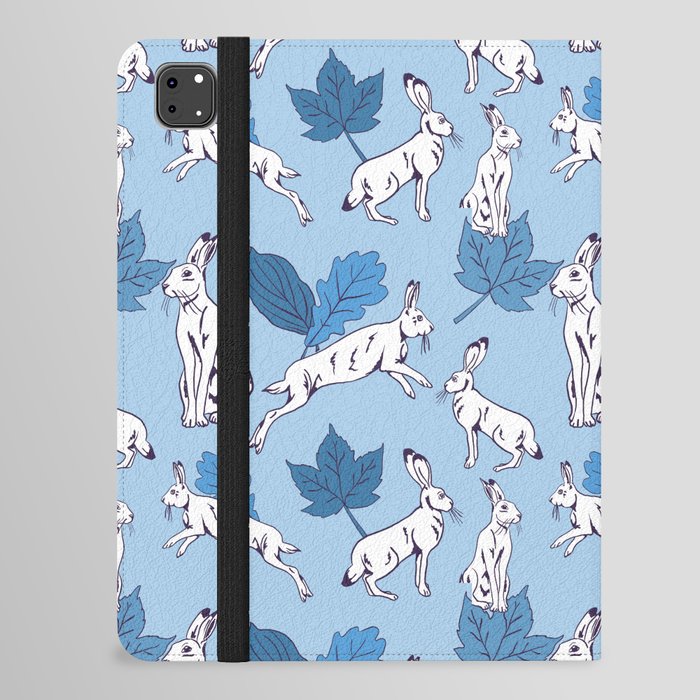 White hare on blue background  iPad Folio Case