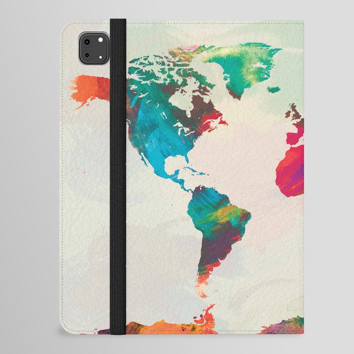 Watercolor World Map iPad Folio Case