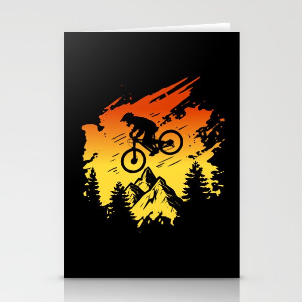 Vintage Downhill Mountain Biker Bicycle Stationery Cards
