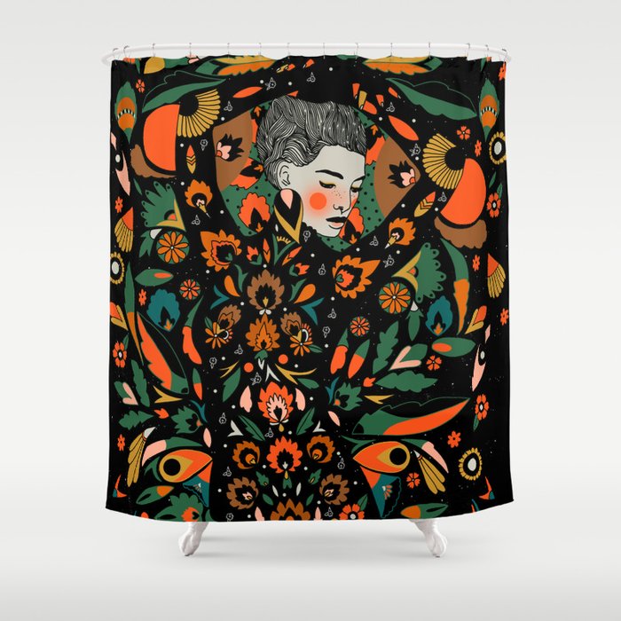 Black Velvet And Clementine Shower Curtain By Cassidyrae Society6 Black Velvet And Clementine Shower Curtain