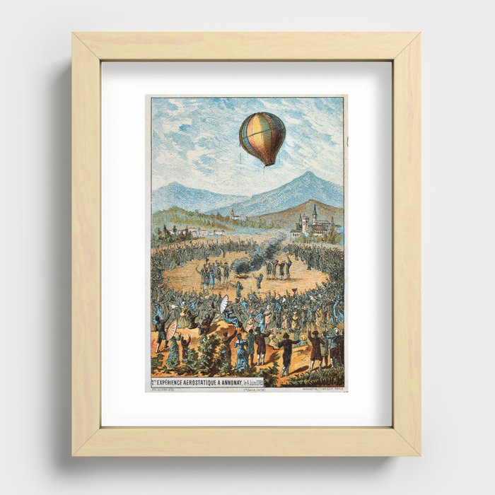 Vintage hot air balloon poster  Recessed Framed Print