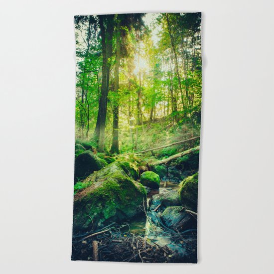 Down the dark ravine II Beach Towel