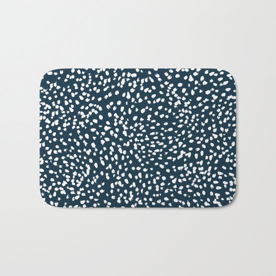 Navy Dots abstract minimal print design pattern brushstrokes painterly painting love boho urban chic Bath Mat