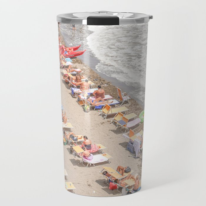 Italian Beach Day in Posillipo, Naples | Summer by the Coast Art Print in Pastel Color | Italy Travel Photography Travel Mug
