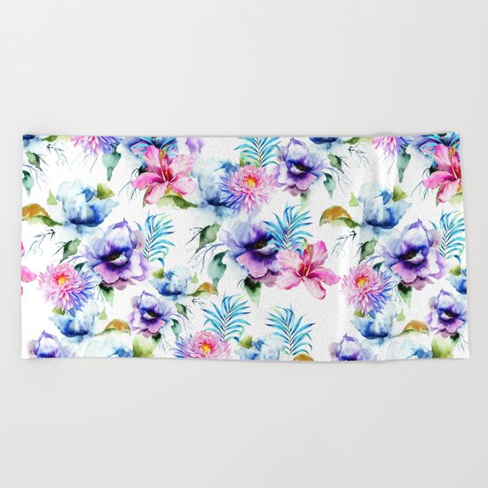 Summer Garden Beach Towel