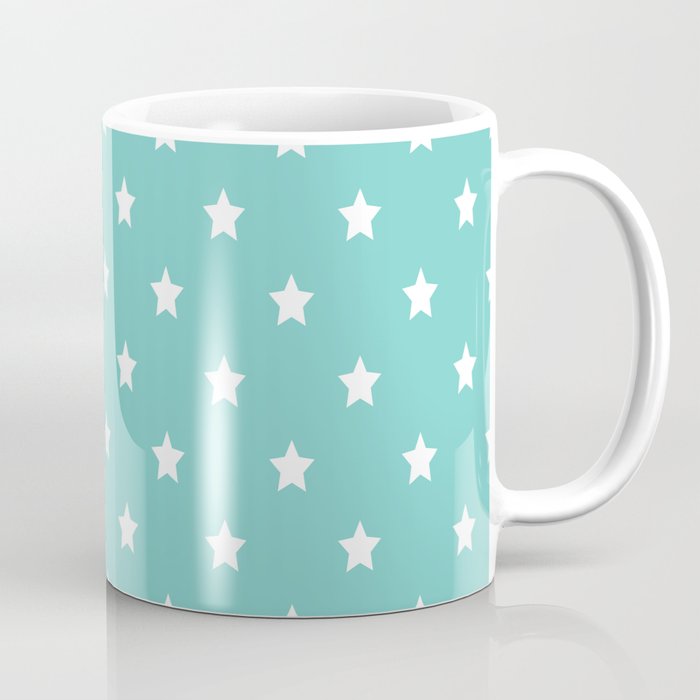 Blue Tiffany With White Stars Pattern Coffee Mug