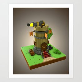 Voxel Medieval Tower Art Print