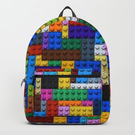 Colorful Building Block Pattern Backpack | Graphicdesign, Digital, Colors, Orange, Pink, Yellow, Block, Red, Toy, Brown 