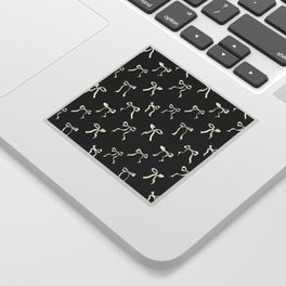 Coquette cream loose ribbons on a black background pattern Sticker