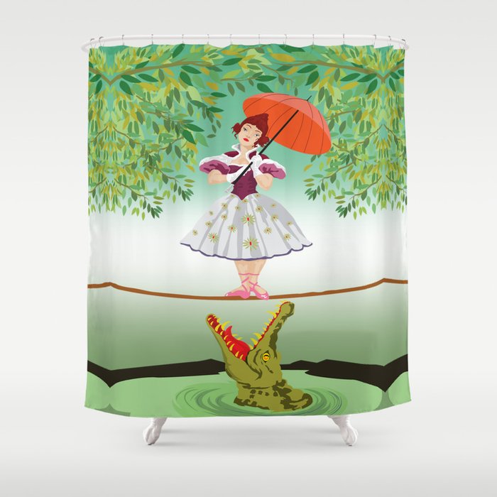 The Umbella girl With crocodile Shower Curtain
