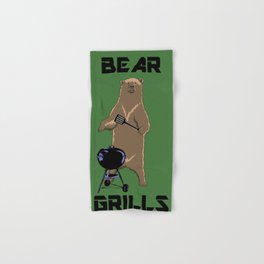 Bear Grills Hand & Bath Towel | Cartoon, Digital, Graphicdesign, Funny, Tv, Ink, Comic, Bbq, Other, Illustration 
