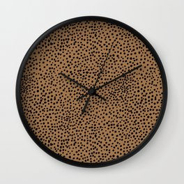Little wild cheetah spots animal print neutral home trend rust copper black  Wall Clock