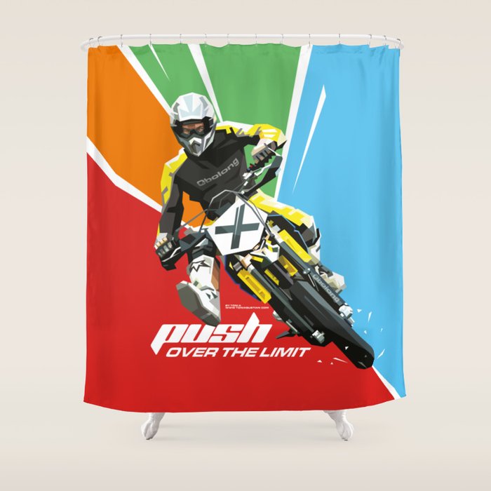 Motocross Push Over The Limit Shower Curtain By Toniagustian Motocross Push Over The Limit Shower Curtain