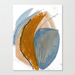 Gentle Breeze: a minimal, abstract mixed-media piece in blues and tans by Alyssa Hamilton Art Canvas Print