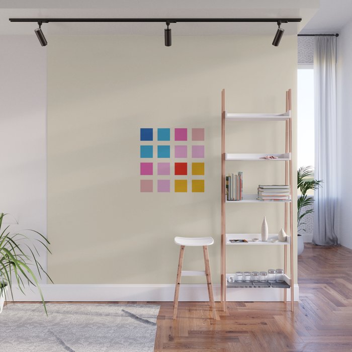 Classic Colorful Abstract Minimal Retro 70s Style Rubix Cube Wall Mural