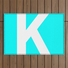 Letter K (White & Cyan) Outdoor Rug