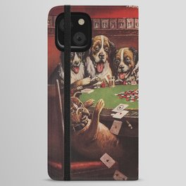 Poker Sympathy - Cassius Marcellus Coolidge Dogs Playing Poker Painting iPhone Wallet Case