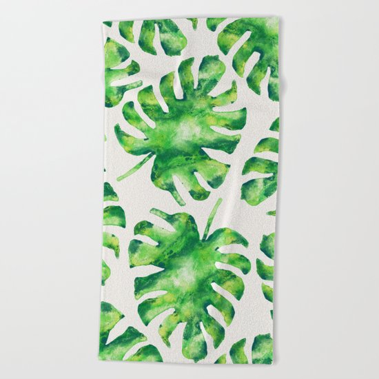 Monstera Leaves Beach Towel